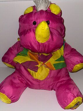 Vintage Fisher Price Pink Wild Puffalump Rhino 1987 Hawaiian Shirt soft plush
